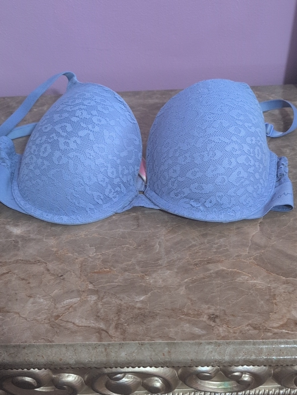 PINK Victoria's Secret Light Blue Lace Push-Up Bra
